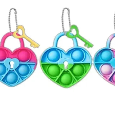 Heart and Key Keychain Popper Fidget