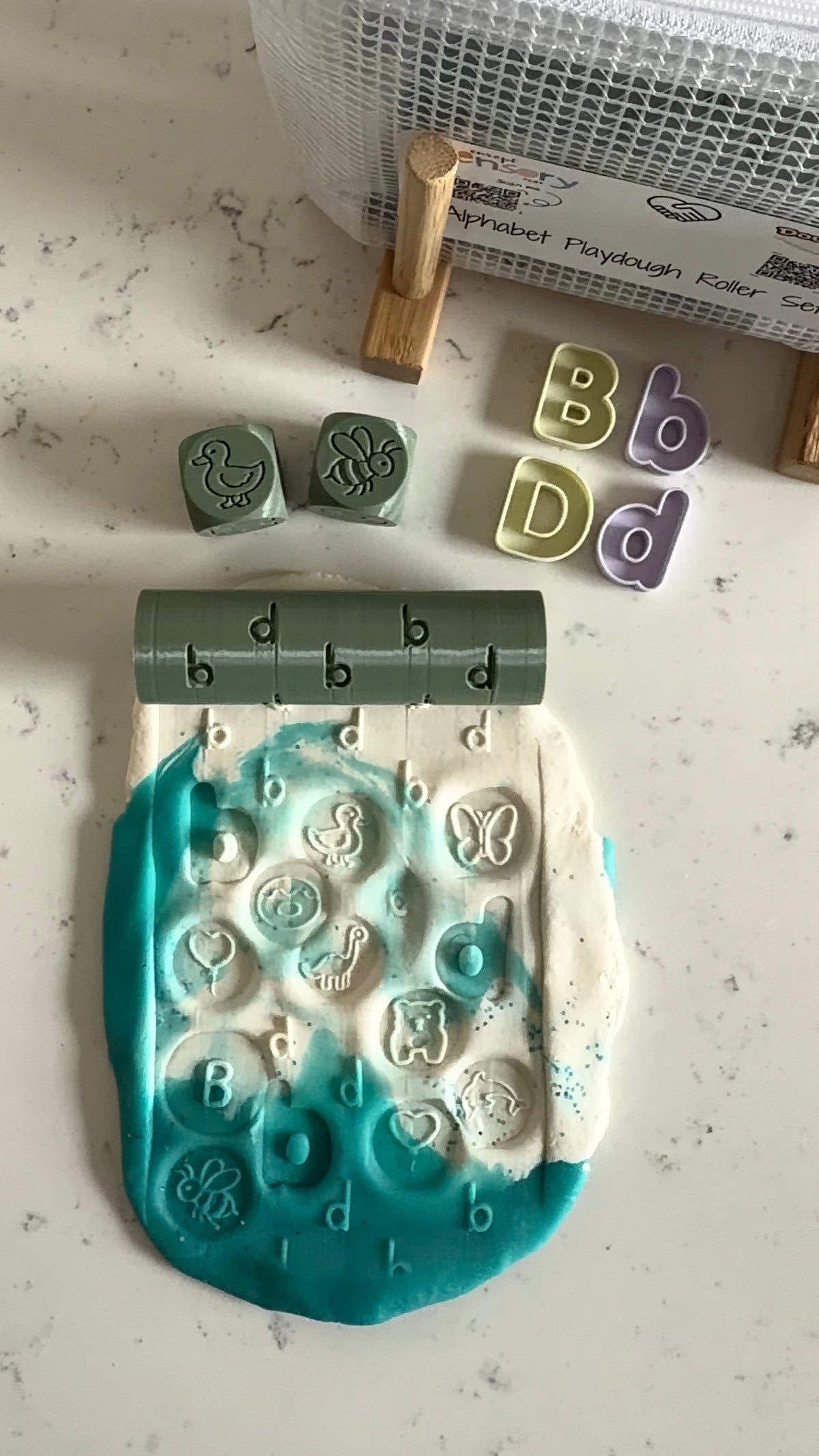 b and d Playdough Roll & Stamp Set