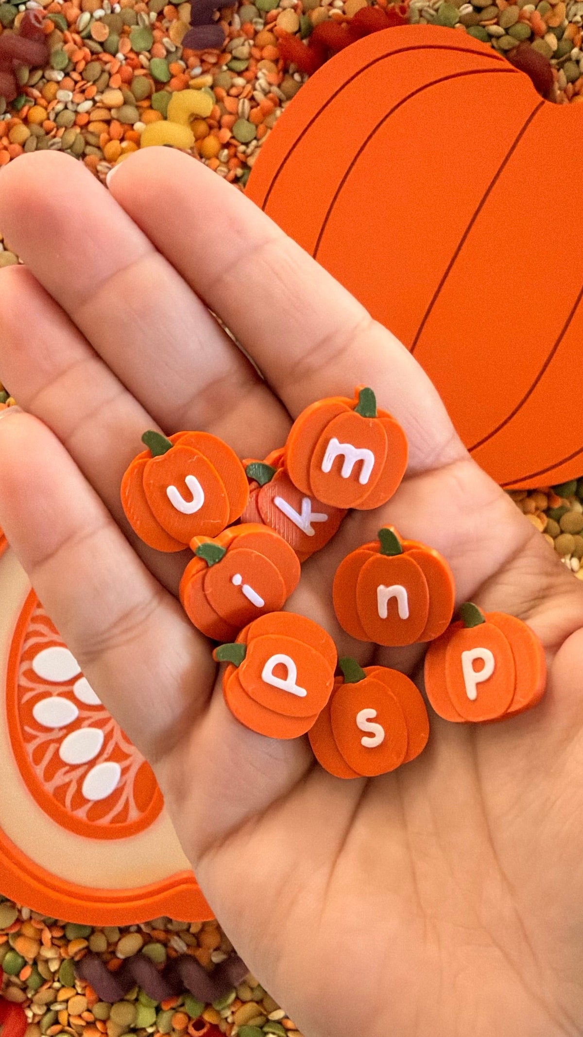 Mini Pumpkin Alphabet & Number Token Set