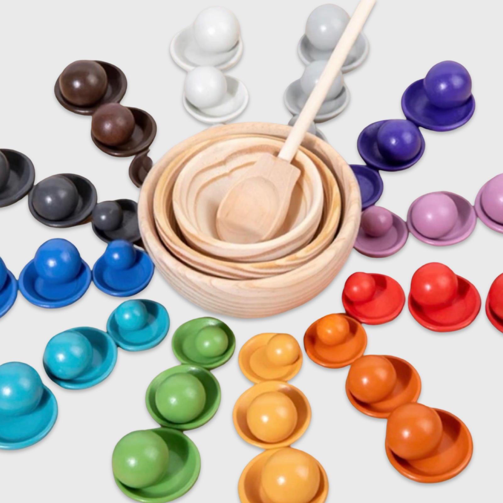 Plate and Ball Wooden Colour Matching Game