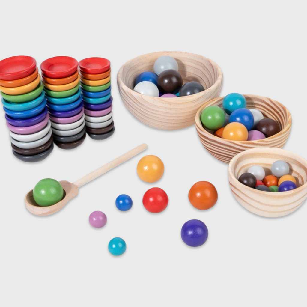 Plate and Ball Wooden Colour Matching Game