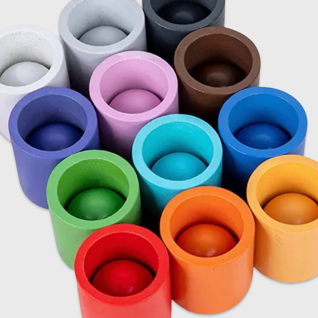 Cup and Ball Wooden Colour Matching Game
